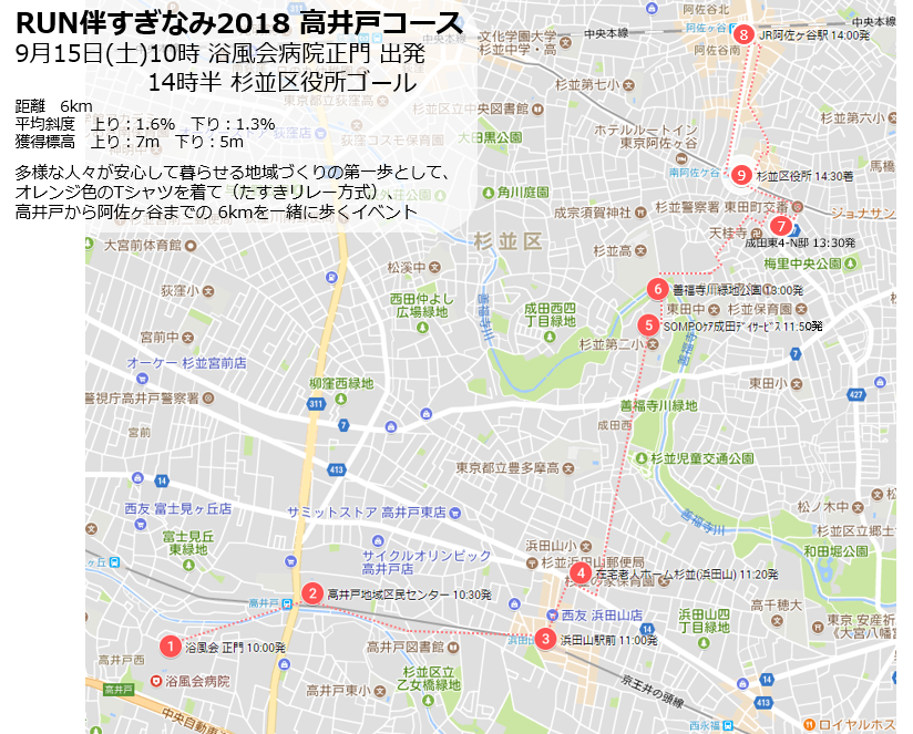 RUN伴すぎなみ 9月15日(土)午前10時－午後3時に開催！